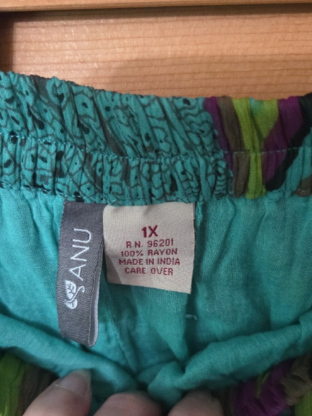 Boho Multicolor Pattern Midi Skirt - Turquoise, Purple & Green. Includes Scarf - Picture 3 of 5